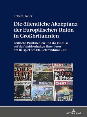 cover image of Die oeffentliche Akzeptanz der Europaeischen Union in Großbritannien